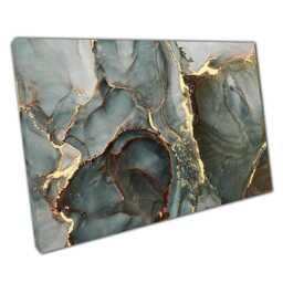 Elegant Fluid Abstract Canvas Print Dark Ink With Gold Accents For Modern Home & Office Decor - thumbnail 1
