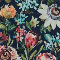 Summer Garden Velvet in Midnight, Drum Lampshade /Ceiling Shade With A White Lining - thumbnail 2