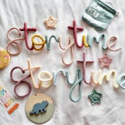 Storytime Multi Coloured Knitted Wire Sign - Reading Corner Wall Hanging- Nook Story L - thumbnail 3