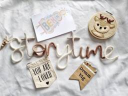 Storytime Multi Coloured Knitted Wire Sign - Reading Corner Wall Hanging- Nook Story L - thumbnail 1