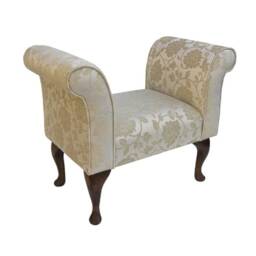Floral Gold Small Window Seat - Traditional Chenille Bed End Bench Handmade in Britain - thumbnail 2