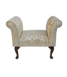 Floral Gold Small Window Seat - Traditional Chenille Bed End Bench Handmade in Britain