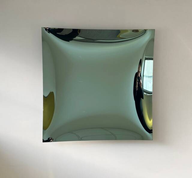 Hand-Crafted Concave Square Green Mirror Space Age Wall Decor - image 1