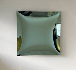 Hand-Crafted Concave Square Green Mirror Space Age Wall Decor