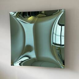 Hand-Crafted Concave Square Green Mirror Space Age Wall Decor - thumbnail 2