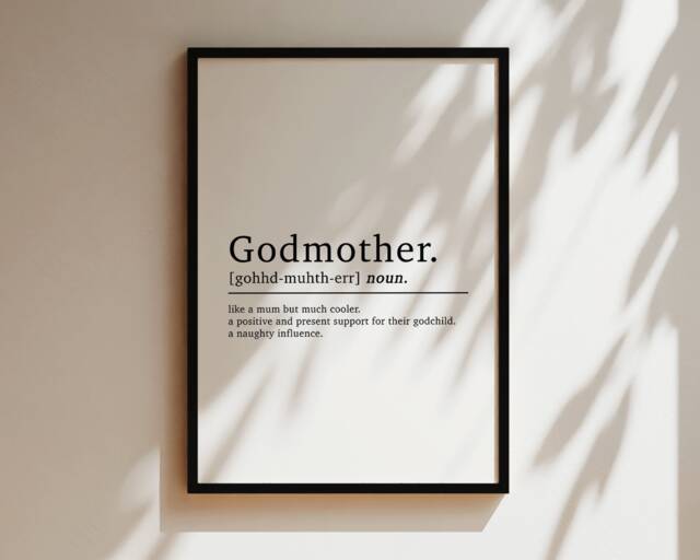 Godmother Gift, Definition, Gift For Godmother, Print, Fairy Godparents Wall Art, Godmum Gifts, Gifts Her - image 1