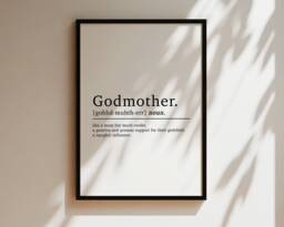 Godmother Gift, Definition, Gift For Godmother, Print, Fairy Godparents Wall Art, Godmum Gifts, Gifts Her - thumbnail 1