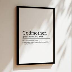 Godmother Gift, Definition, Gift For Godmother, Print, Fairy Godparents Wall Art, Godmum Gifts, Gifts Her - thumbnail 3