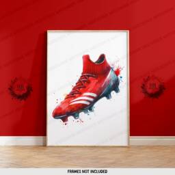 Personalised Football Wall Art - Set Of 3 Posters - Boys Bedroom Decor Kids Room Soccer Artwork Custom Footballer Gifts Red - thumbnail 3