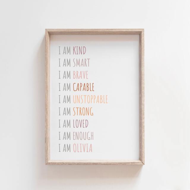 Girls Nursery Prints, Positive Affirmation Print, Bedroom Decor, Self Love Affirmation, Playroom Inspirational Kids Wall Art - image 1