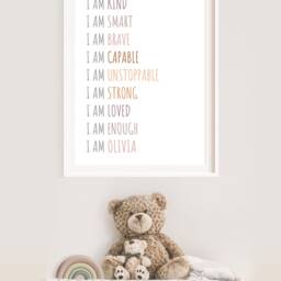 Girls Nursery Prints, Positive Affirmation Print, Bedroom Decor, Self Love Affirmation, Playroom Inspirational Kids Wall Art - thumbnail 3