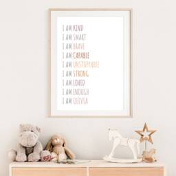 Girls Nursery Prints, Positive Affirmation Print, Bedroom Decor, Self Love Affirmation, Playroom Inspirational Kids Wall Art - thumbnail 2