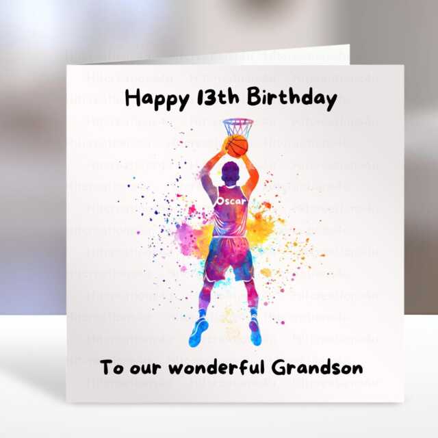 Basketball Birthday Card, Player Boys Personalised Bsl Birthday Card - image 1