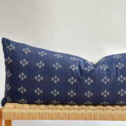 Indigo Dot Block Print Mudcloth Hmong Pillow Case - thumbnail 2