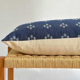 Indigo Dot Block Print Mudcloth Hmong Pillow Case - thumbnail 3