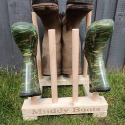 4 Pairs Waxed Personalised Engraved Wellington Boot Wooden Stand Storage Wellies Rack Welly Porch Furniture Shoes Organiser Entryway Holder - thumbnail 2