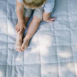 Organic Play Mat Filled Hemp Fiber in Non-Dyed Linen Fabric Blanket Blanky Padded - thumbnail 2