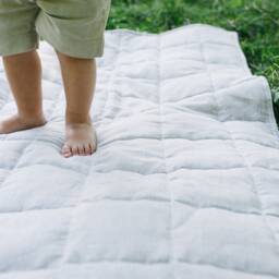 Organic Play Mat Filled Hemp Fiber in Non-Dyed Linen Fabric Blanket Blanky Padded - thumbnail 3