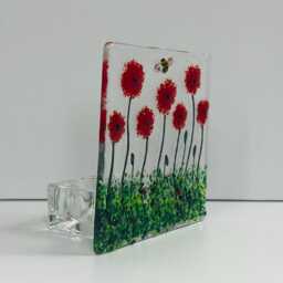 Handmade Fused Glass Tealight Holder - Wildflower Nature Design, 7 Colour Options - thumbnail 4