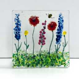Handmade Fused Glass Tealight Holder - Wildflower Nature Design, 7 Colour Options - thumbnail 2