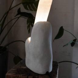 Selenite Lamp - White Cement/Selenite Powder Base - thumbnail 3
