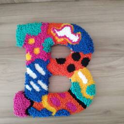 Hand Tufted Initial Letters Punch Needle Wall Hanging, Abstract Personalized Custom Name Sign, Unique Home Decor - thumbnail 2