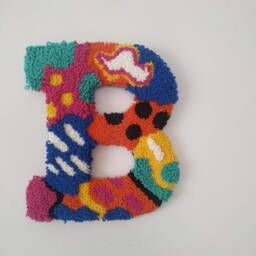 Hand Tufted Initial Letters Punch Needle Wall Hanging, Abstract Personalized Custom Name Sign, Unique Home Decor - thumbnail 3