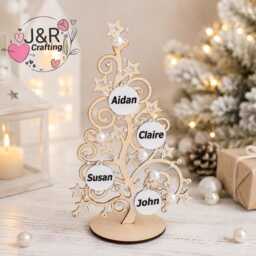 Personalized Wooden Family Christmas Tree, Custom Decoration, Tree With Up To 8 Names, Keepsake Gift - thumbnail 3
