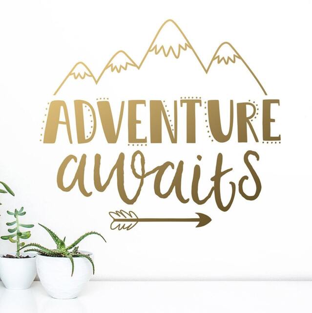 Adventure Awaits Wall Decal - Nursery Decal, Quote, Decor, Wanderlust, Inspirational Adventure, Explore, Gift For Her - image 1