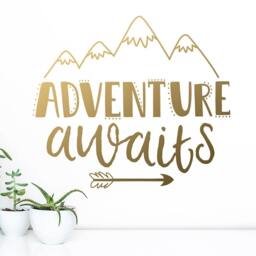 Adventure Awaits Wall Decal - Nursery Decal, Quote, Decor, Wanderlust, Inspirational Adventure, Explore, Gift For Her - thumbnail 1