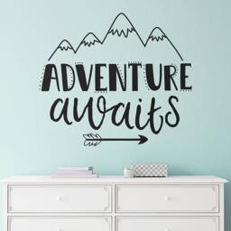 Adventure Awaits Wall Decal - Nursery Decal, Quote, Decor, Wanderlust, Inspirational Adventure, Explore, Gift For Her - thumbnail 3