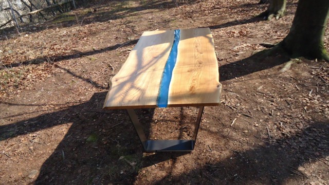 Modern Live Edge River Dining Table - Resin Inlay Furniture - image 1