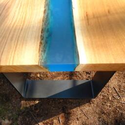 Modern Live Edge River Dining Table - Resin Inlay Furniture - thumbnail 4