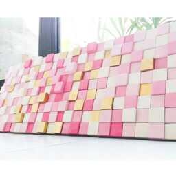Pink Wood Mosaic Wall Art Rustic Modern 3D Geometric Decor - thumbnail 3