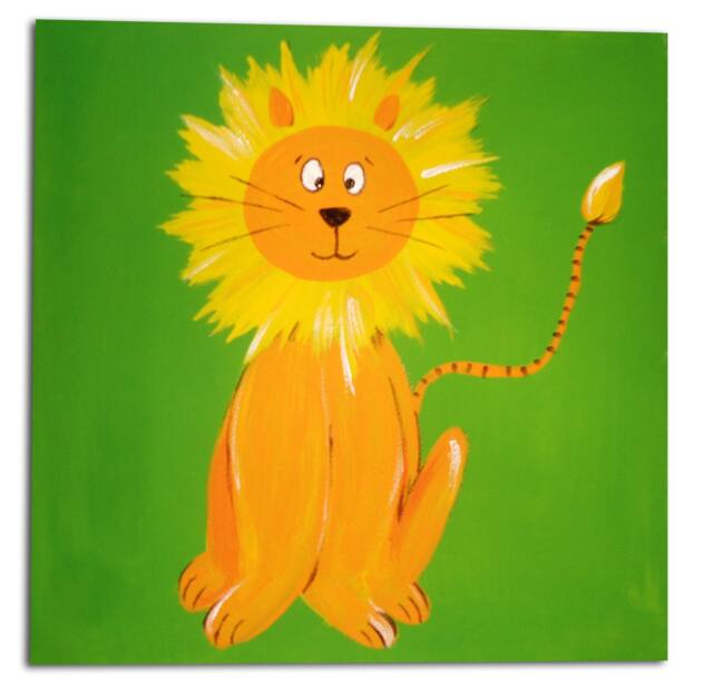 Lion Art, Canvas, Jungle Animal Painting, Nursery Decor - image 1