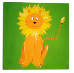 Lion Art, Canvas, Jungle Animal Painting, Nursery Decor - thumbnail 1