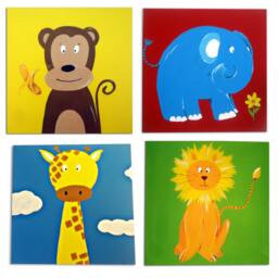 Lion Art, Canvas, Jungle Animal Painting, Nursery Decor - thumbnail 2