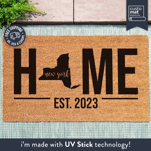 New York State Map - Personalized Home Doormat Us Custom Gift Housewarming Decor - image 1