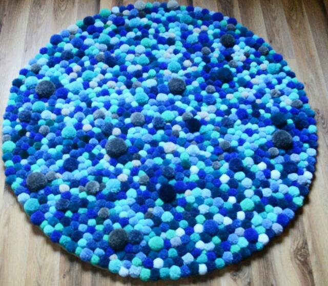 100 cm Pompon Rug, Decor, Room, Carpet, Pom Pom, Bedroom Baby Shower, Decoration, Kids Soft Home, Pompom - image 1