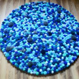 100 cm Pompon Rug, Decor, Room, Carpet, Pom Pom, Bedroom Baby Shower, Decoration, Kids Soft Home, Pompom - thumbnail 3