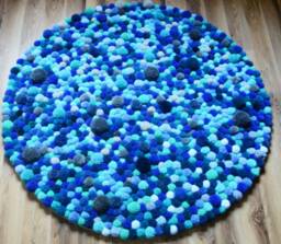 100 cm Pompon Rug, Decor, Room, Carpet, Pom Pom, Bedroom Baby Shower, Decoration, Kids Soft Home, Pompom - thumbnail 1