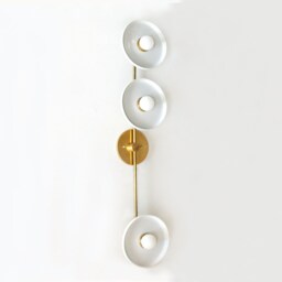 White Ceramic & Brass Triple Wall Fixture Light Sconce Living Room Dining - thumbnail 3