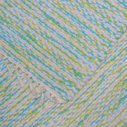 Sale Hand Woven Rug - 2' X 3' Natural Cotton, Turquoise & Lime - thumbnail 4