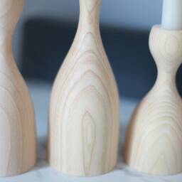 Wooden Candlestick Set Rustic Ash Wood Candle Holders, Holiday Decor - thumbnail 4