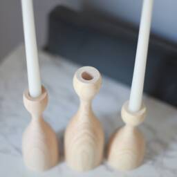 Wooden Candlestick Set Rustic Ash Wood Candle Holders, Holiday Decor - thumbnail 2