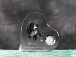 Bernese Mountain Dog - Crystal Clock in The Shape Of A Heart With Image Pure-Bred Dog - thumbnail 1