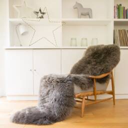 Mushroom Grey Sheepskin Rug, Genuine Double Fleece, Home Decor - thumbnail 1