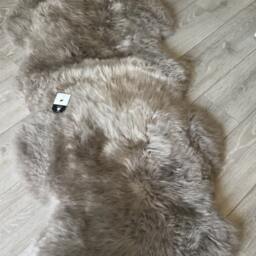 Mushroom Grey Sheepskin Rug, Genuine Double Fleece, Home Decor - thumbnail 2