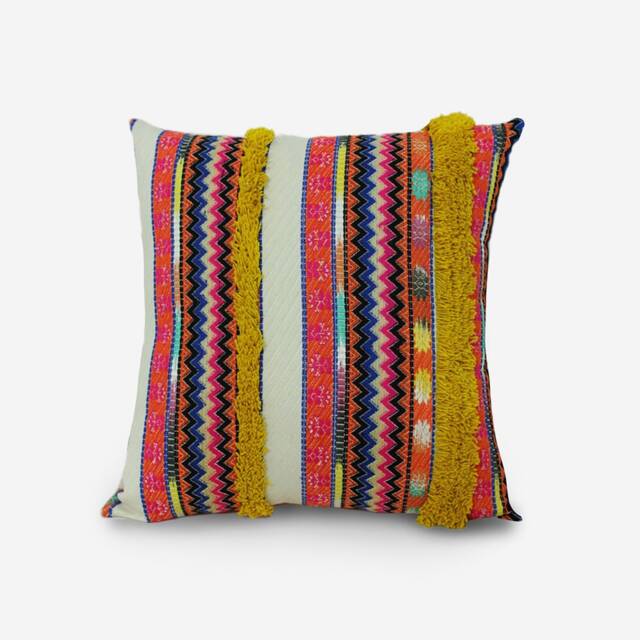 Tufted Throw Pillow Cover Bohemian Ethnic Striped Cushion - image 1