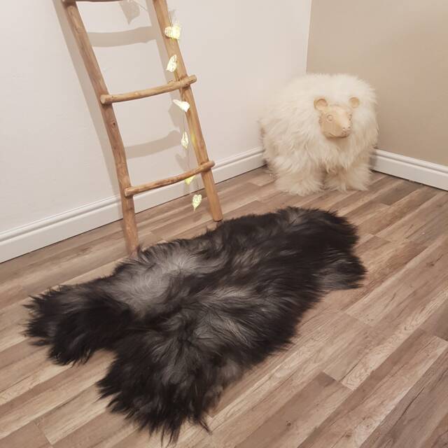Grey Natural Sheep Skin Leather Decorative Rug Comfy Area Rugs Carpet Throw #40, Schaffell, Hygge - image 1